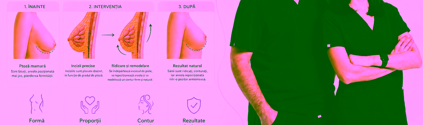 Mastopexie în Chișinău – Ridicare sâni și corecția ptozei cu suport intern