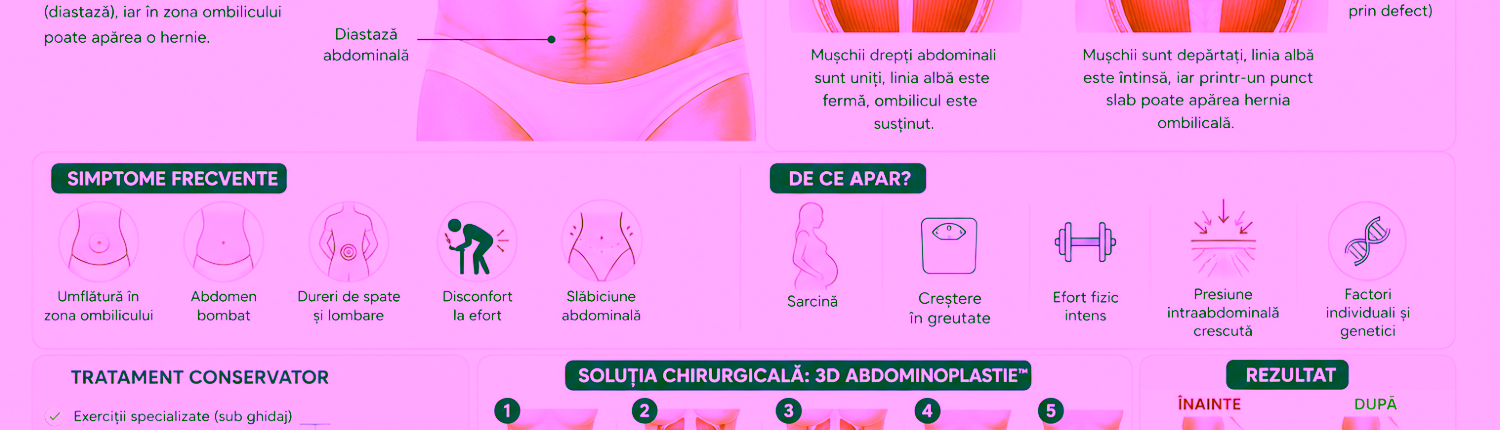Hernie ombilicală și diastază în Chișinău | Tratament și 3D Abdominoplastie™| dr Olesea Catărău &Maxim Melenciuc